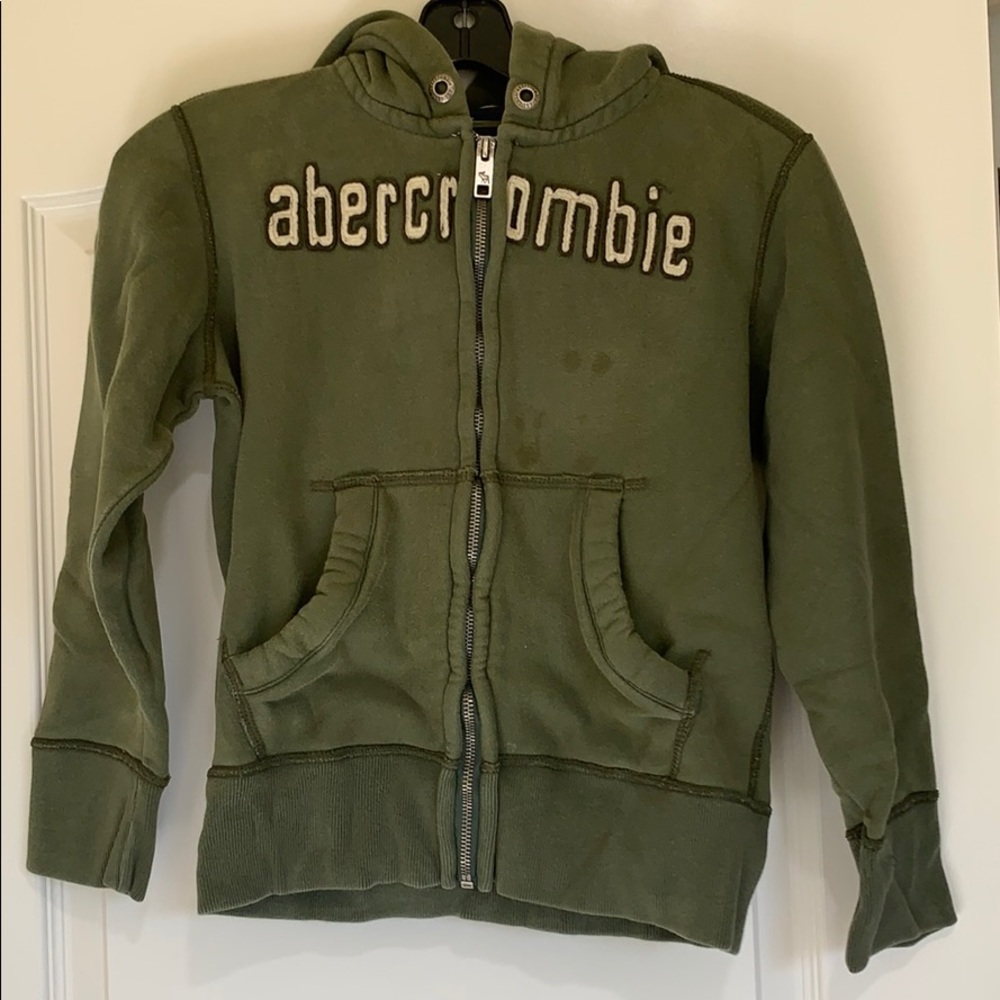 Abercrombie boys hooded zipper sweatshirt green S